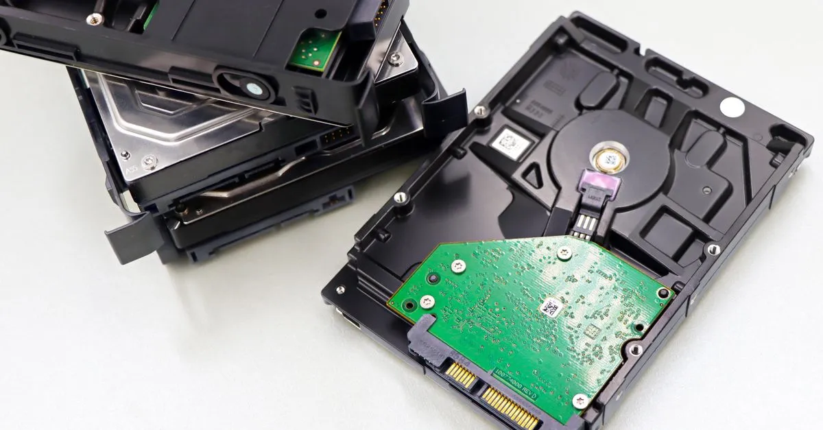 An external hard drive and a laptop on a desk, representing local and cloud business backups